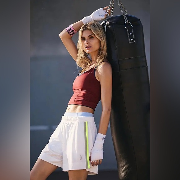 NWOT Free People Good Karma Ruched Crop Tank - Sour Cherry - Picture 5 of 9